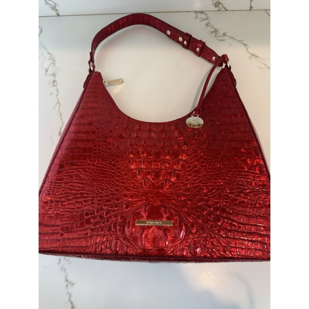NWOT Rare Brahmin Tabitha Chili Red Leather Shoulder Bag